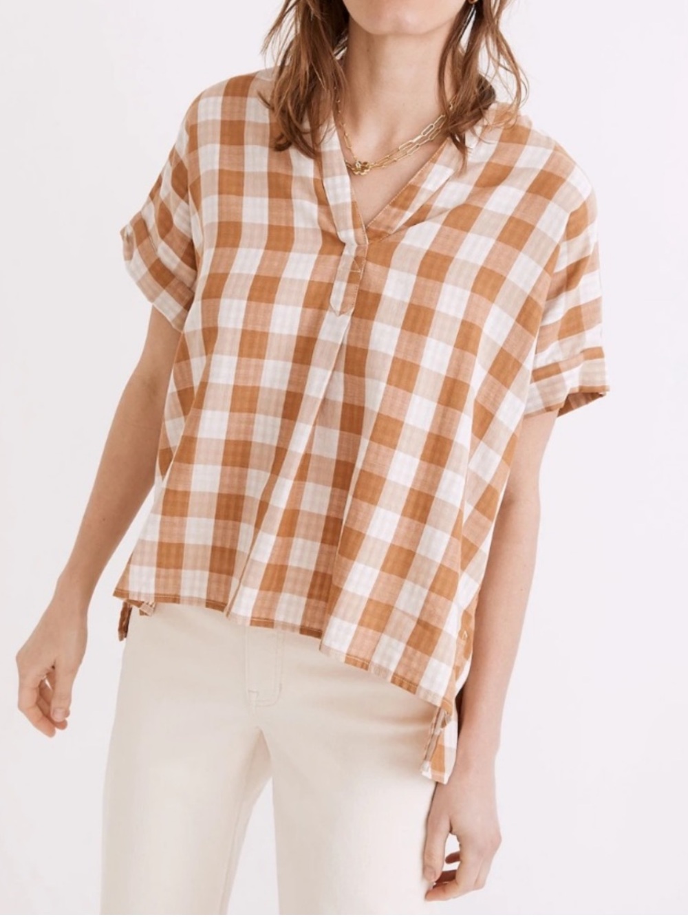 Madewell Lakeline Popover Gingham Checked